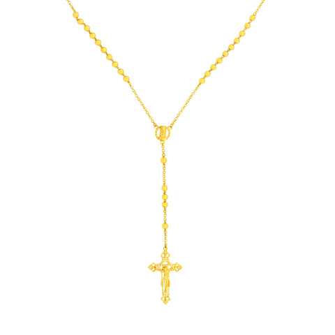 22K Yellow Gold Religious Cross Artistic Necklace