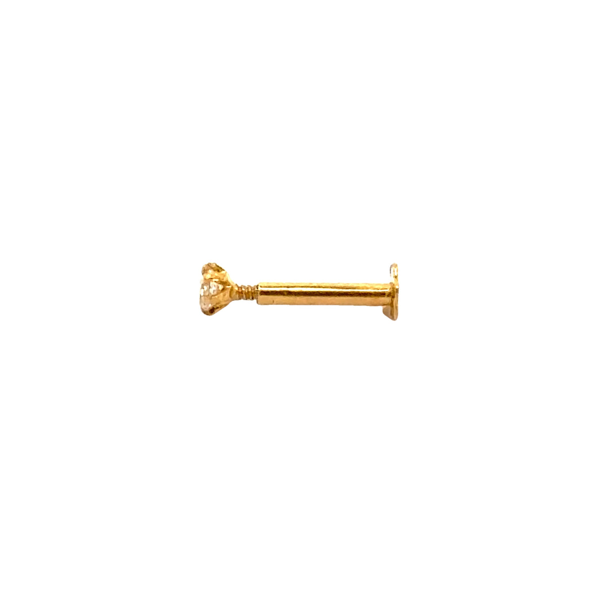 22k Yellow Gold Cubic Zirconia Nose Pin Screwback with gold weight of 0.15g