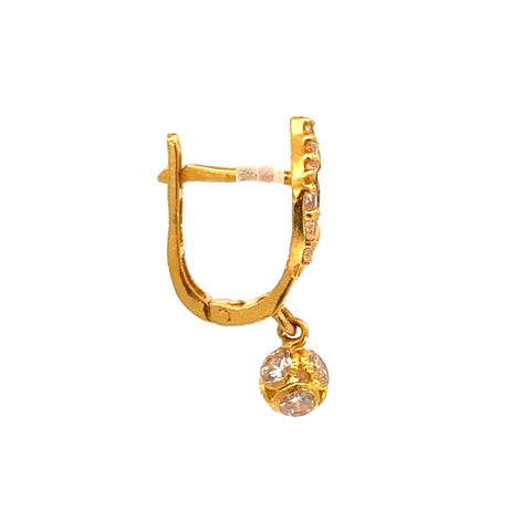 22k Yellow Gold Cubic Zirconia Peacock Nose Ring with gold weight of 1.25g