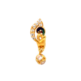 22k Yellow Gold Cubic Zirconia Peacock Nose Ring with gold weight of 1.25g