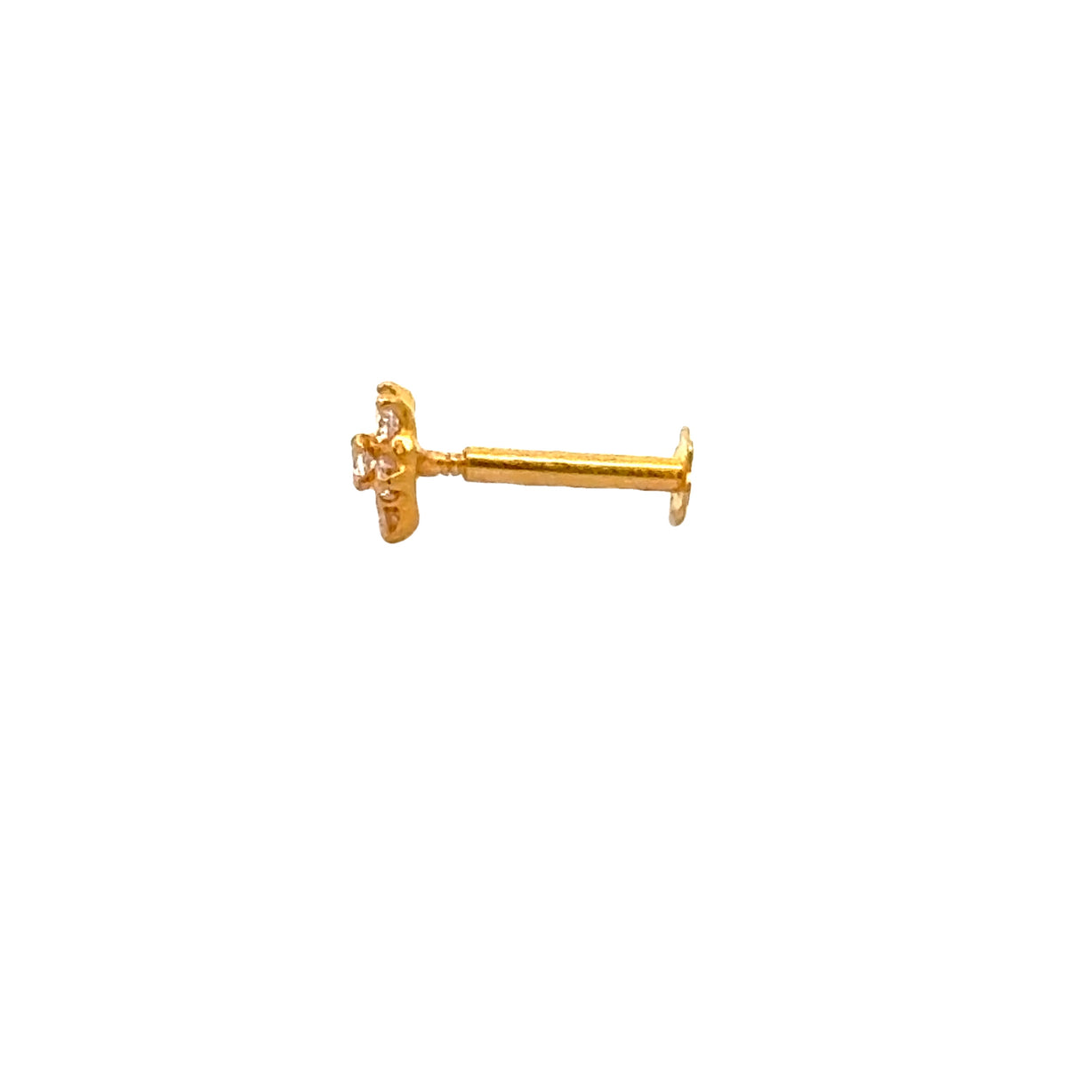 22k Yellow Gold Cubic Zirconia Nose Pin Screwback with gold weight of 0.25g