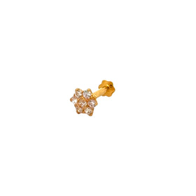 22k Yellow Gold Cubic Zirconia Nose Pin Screwback with gold weight of 0.25g