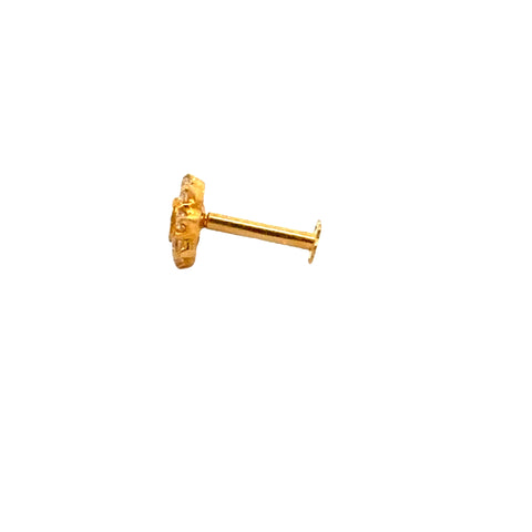 22k Yellow Gold Cubic Zirconia Nose Pin Screwback with gold weight of 0.31g