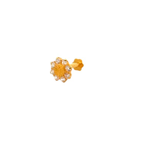 22k Yellow Gold Cubic Zirconia Nose Pin Screwback with gold weight of 0.31g