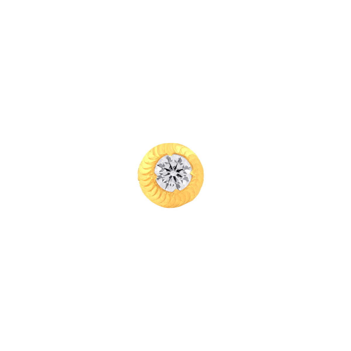 22K Yellow Gold Cubic Zirconia Small Classic Nose Pin with Screwback with gold weight of 0.22g