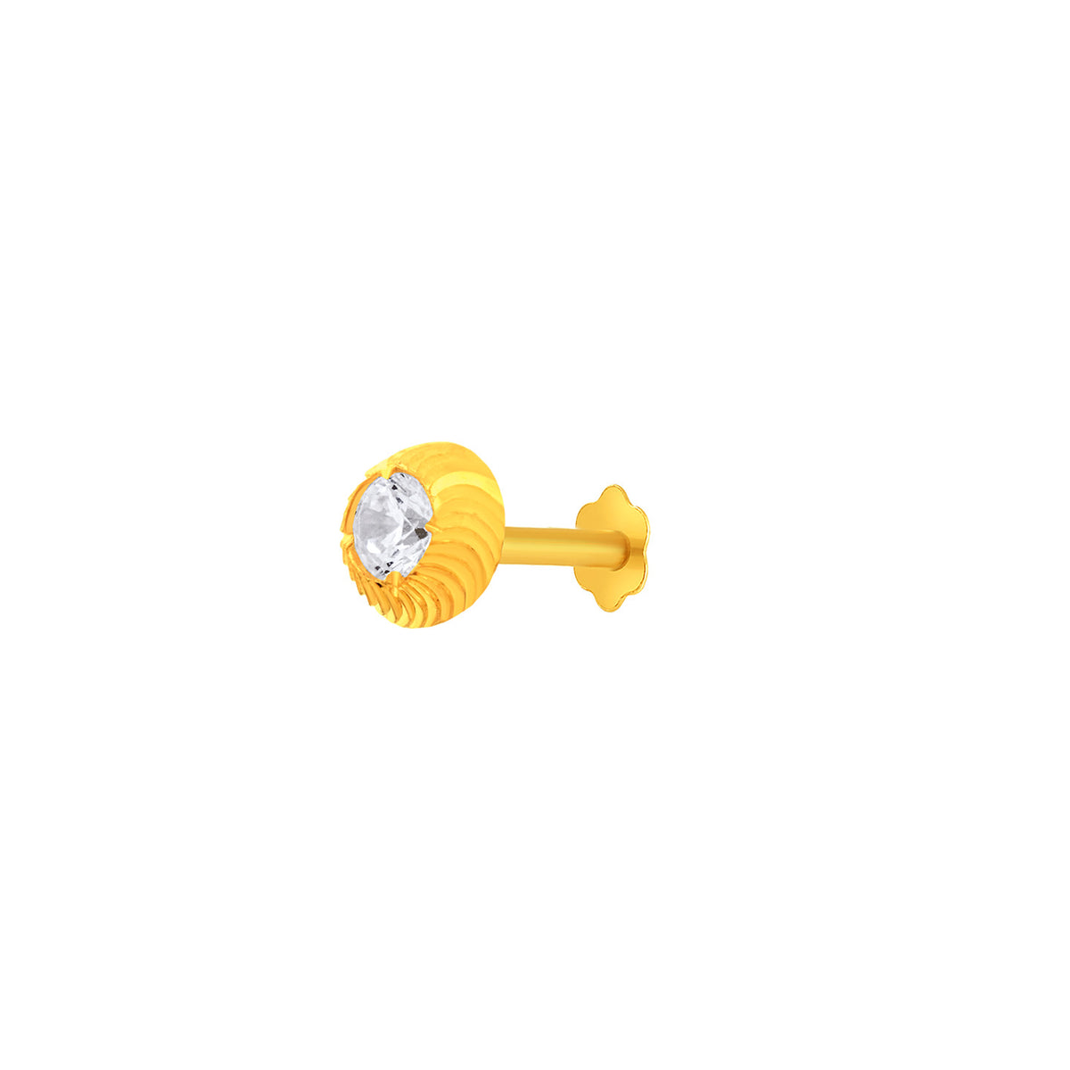 22K Yellow Gold Cubic Zirconia Extra Small Classic Nose Pin with Screwback with gold weight of 0.19g