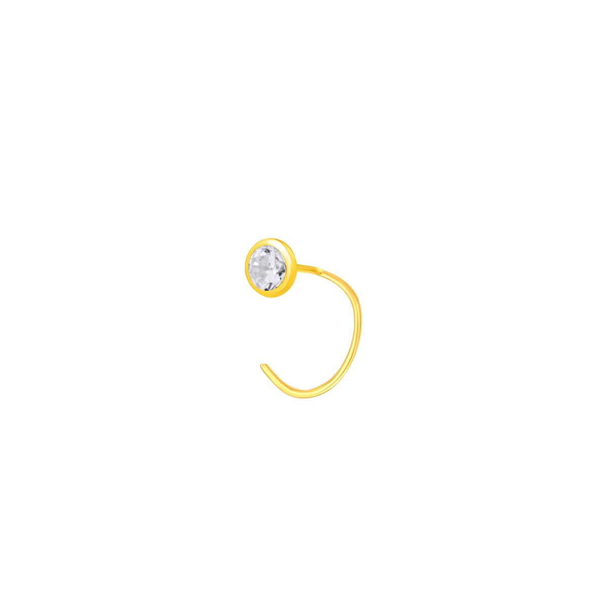 22K Yellow Gold Cubic Zirconia Small Classic Nose Pin with Wire with gold weight of 0.9g