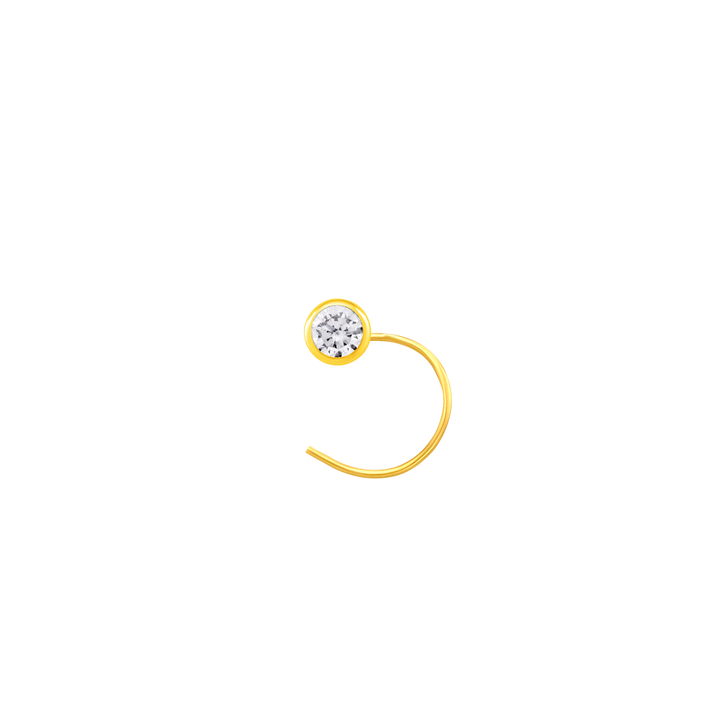 22K Yellow Gold Cubic Zirconia Small Classic Nose Pin with Wire with gold weight of 0.9g