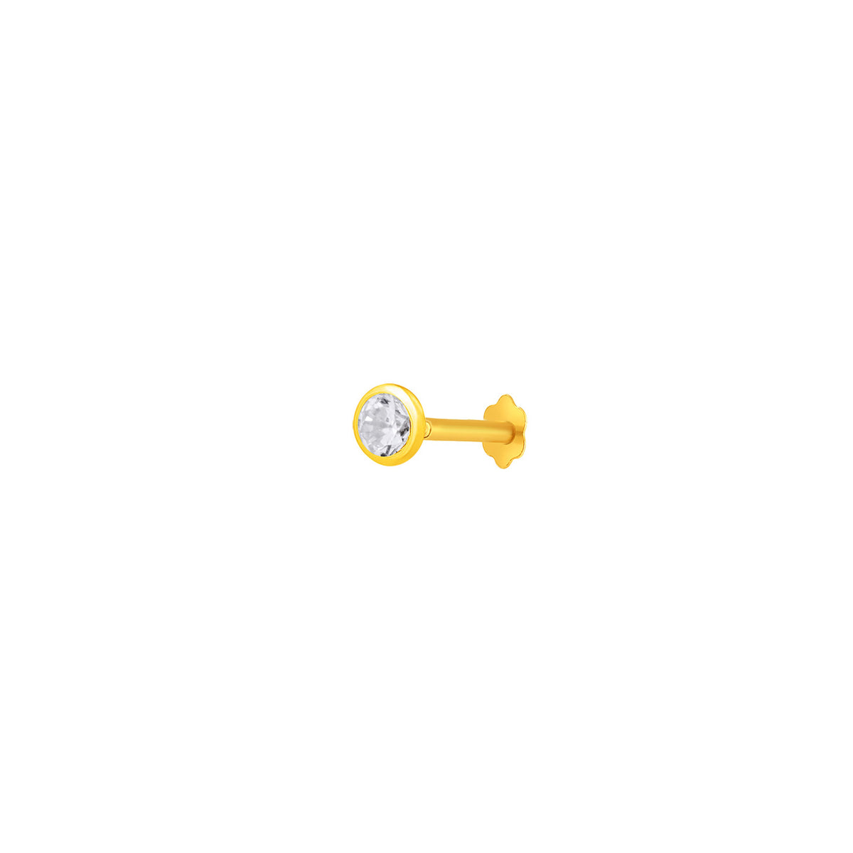22K Yellow Gold Cubic Zirconia Extra Small Chic Nose Pin with Screwback with gold weight of 0.13g