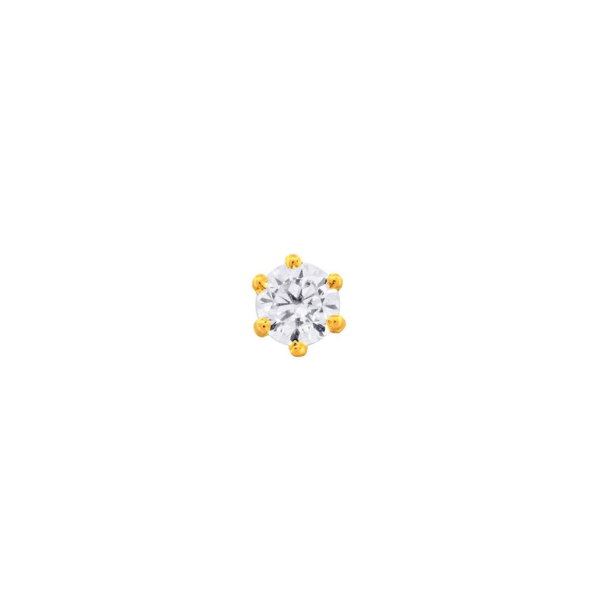 22K Yellow Gold Cubic Zirconia Medium Sparkling Nose Pin with Wire with gold weight of 0.22g