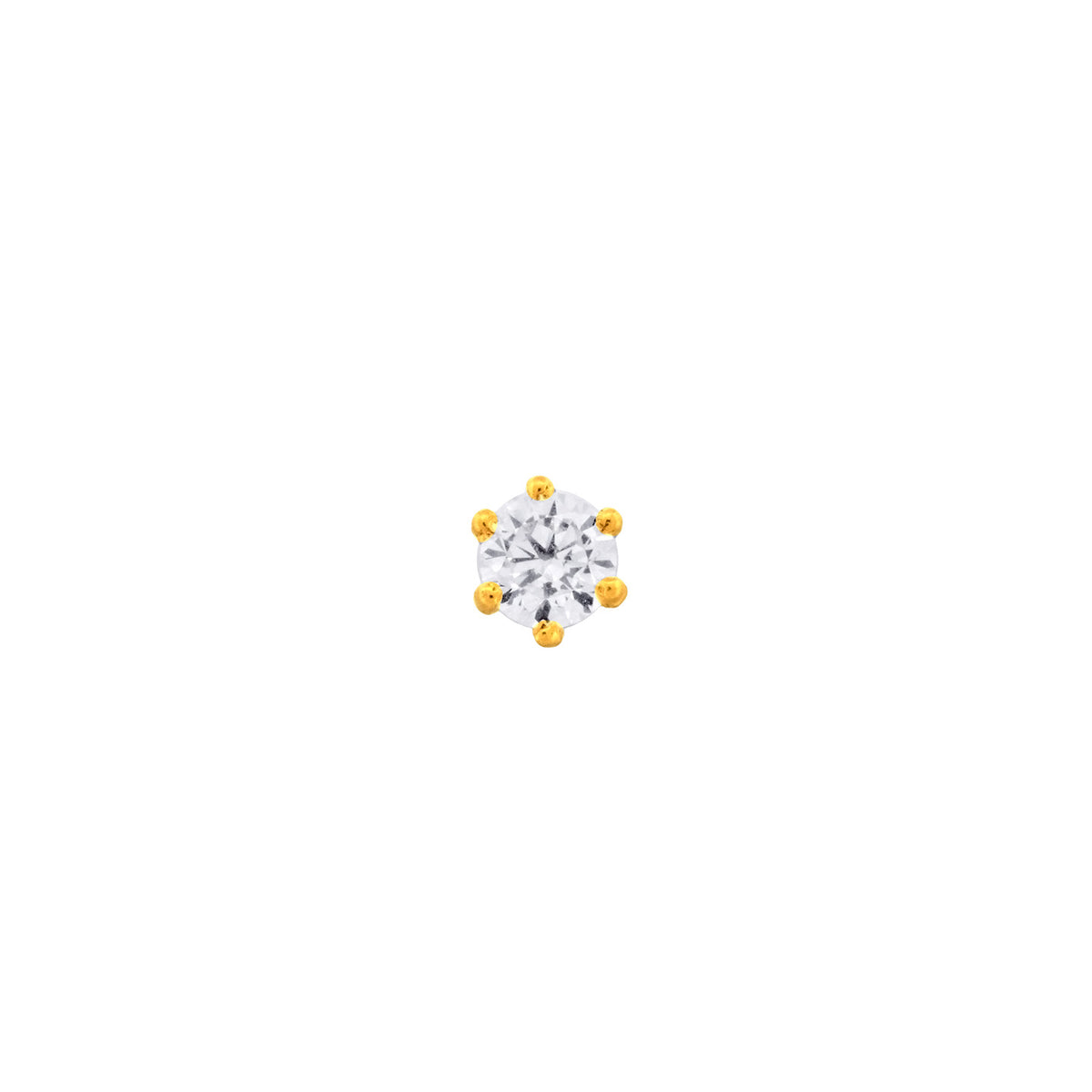 22K Yellow Gold Cubic Zirconia Small Sparkling Nose Pin with Wire with gold weight of 0.2g