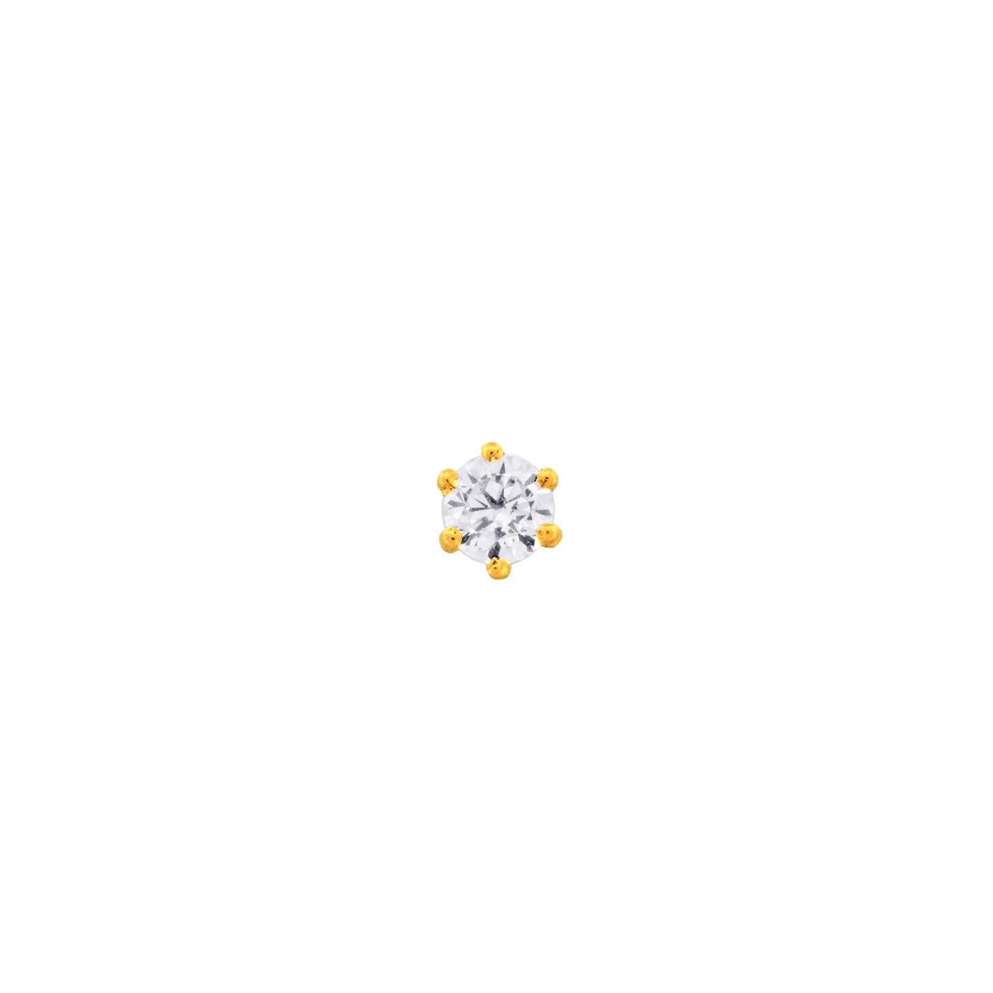22K Yellow Gold Cubic Zirconia Small Sparkling Nose Pin with Wire with gold weight of 0.19g