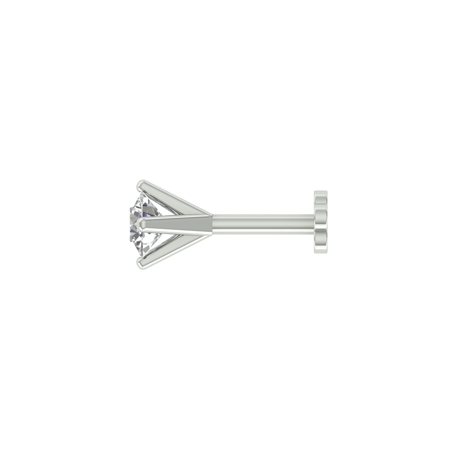 18k White Gold Round Shape Elegant Diamond Nose Pin with Screwback of Carat: 0.01