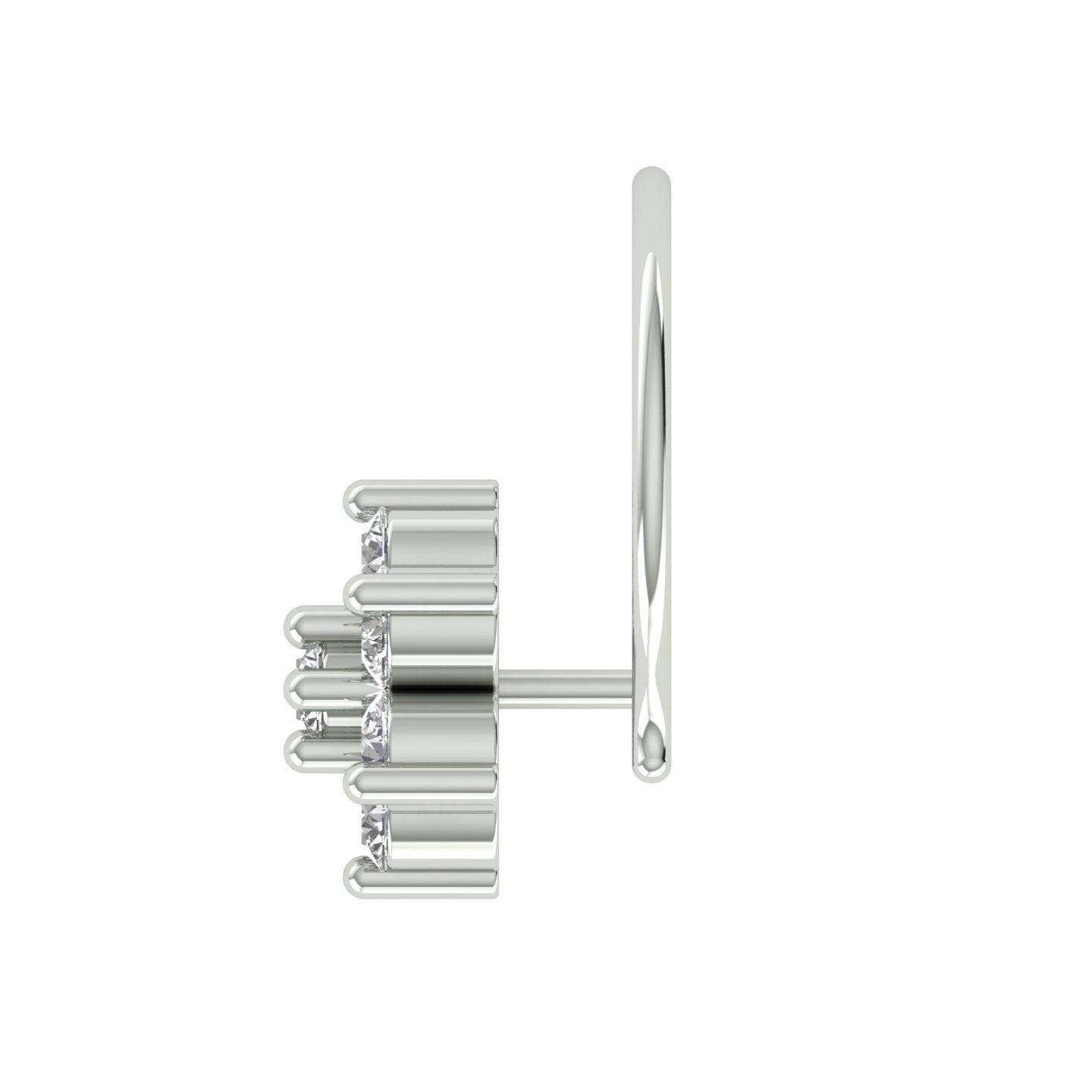 18k White Gold Round Brilliant Cut Classic Diamond Nose Pin with Wire of 0.06 Carat