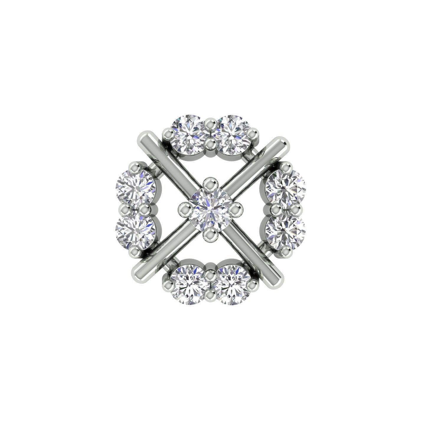 18k White Gold Round Brilliant Cut Intricate Diamond Nose Pin with Screwback of 0.05 Carat