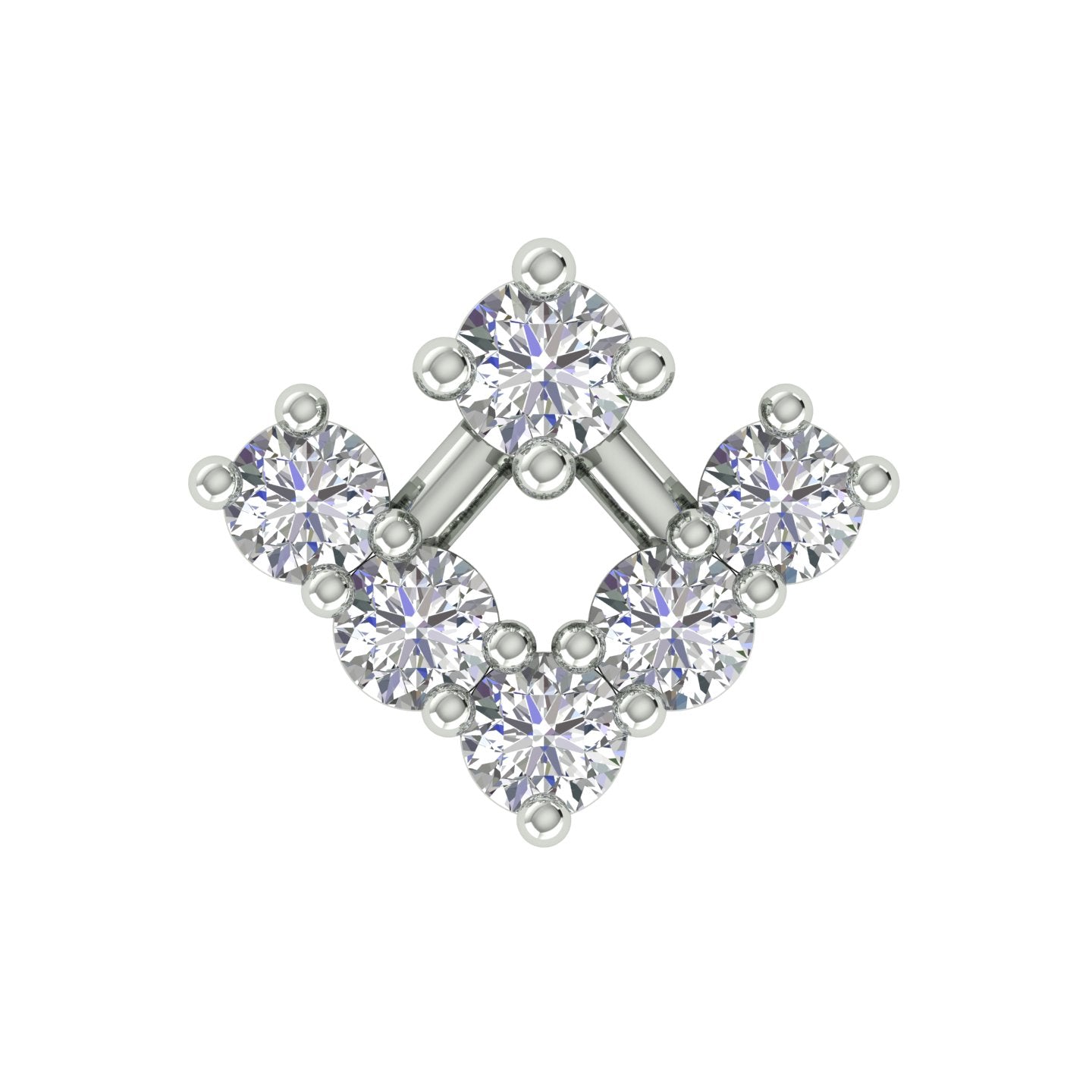 18k White Gold Round Brilliant Cut Abstract Diamond Nose Pin with Screwback of 0.07 Carat