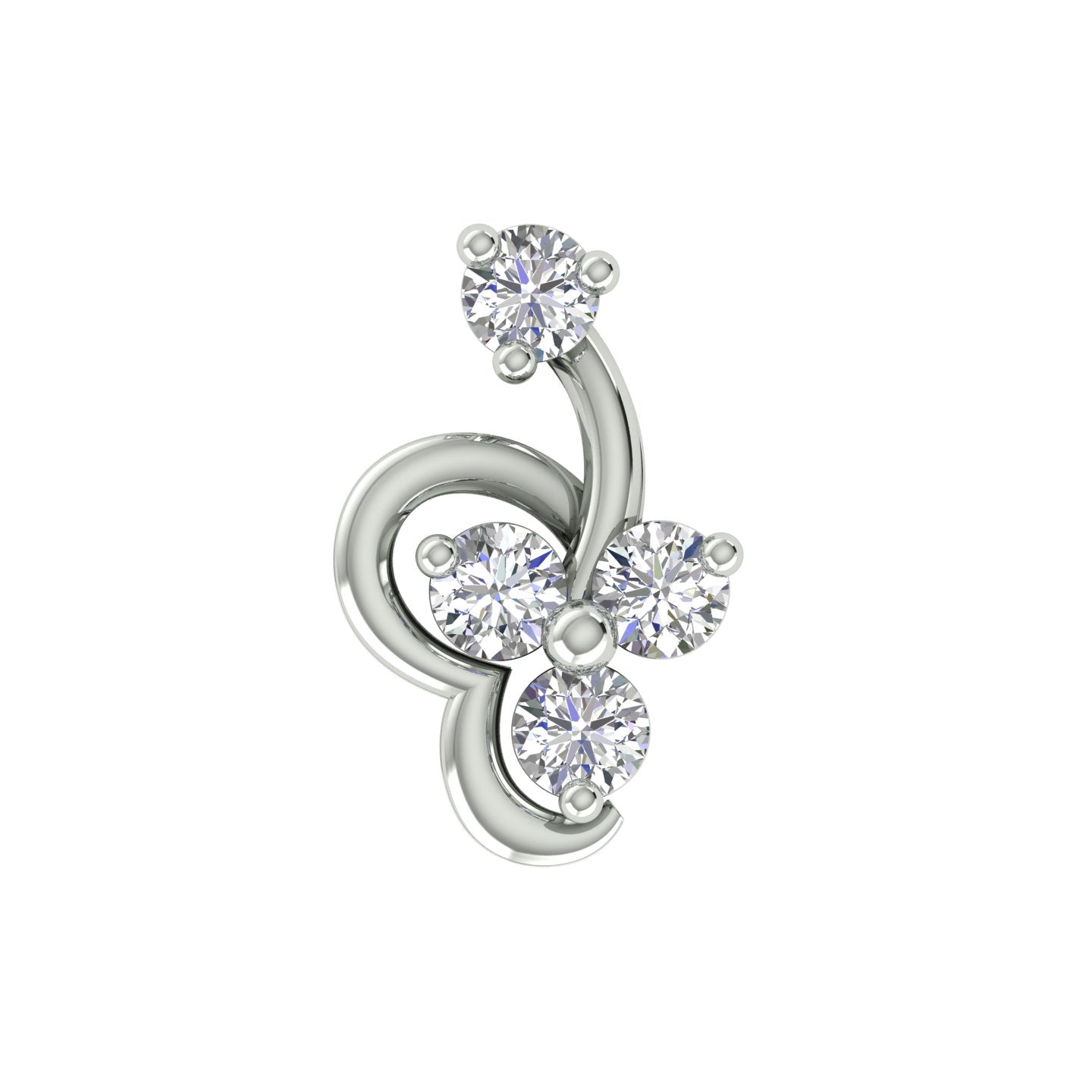 18k White Gold Round Brilliant Cut Statement Diamond Nose Pin with Screwback of 0.03 Carat