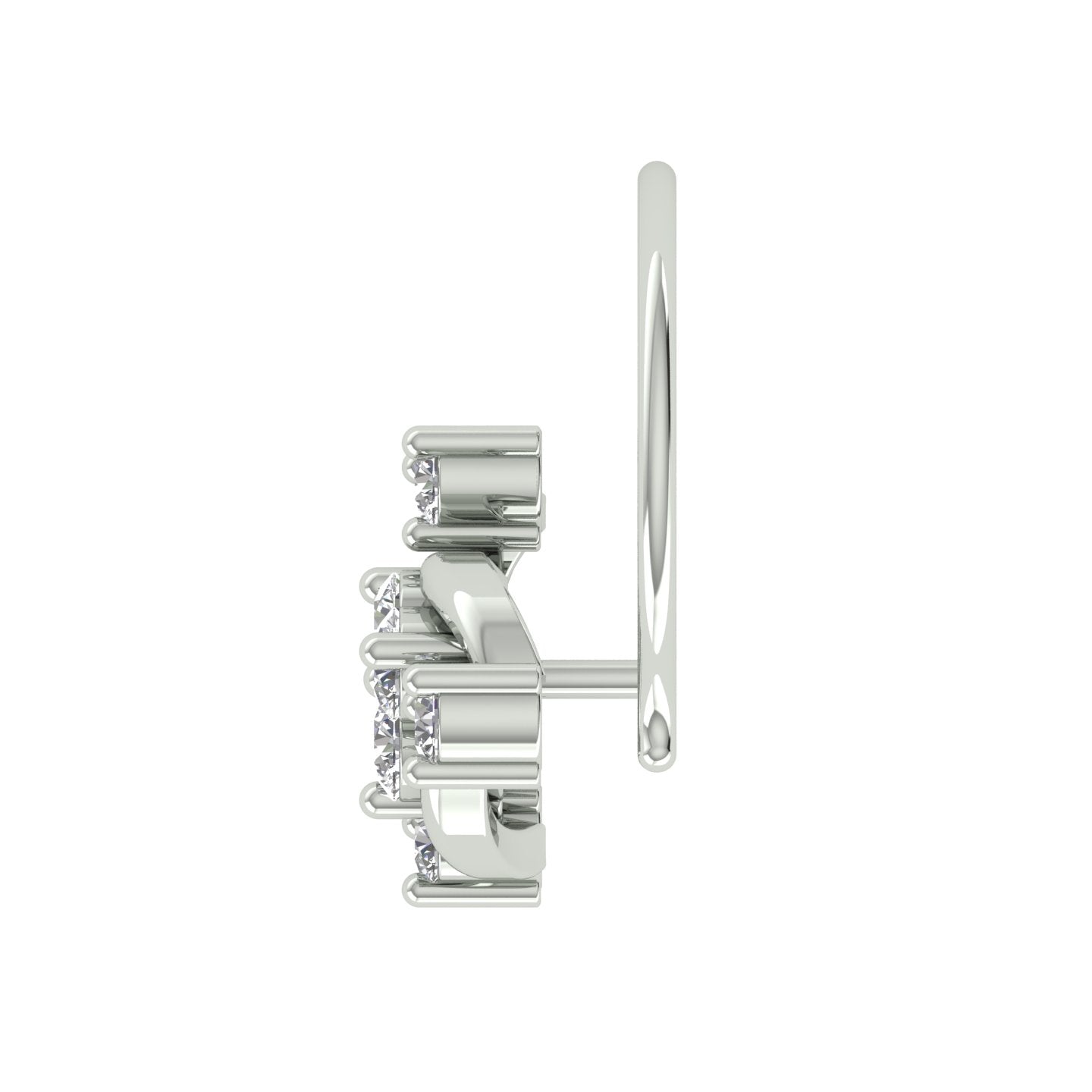 18k White Gold Round Brilliant Cut Elegant Diamond Nose Pin with Wire of 0.05 Carat