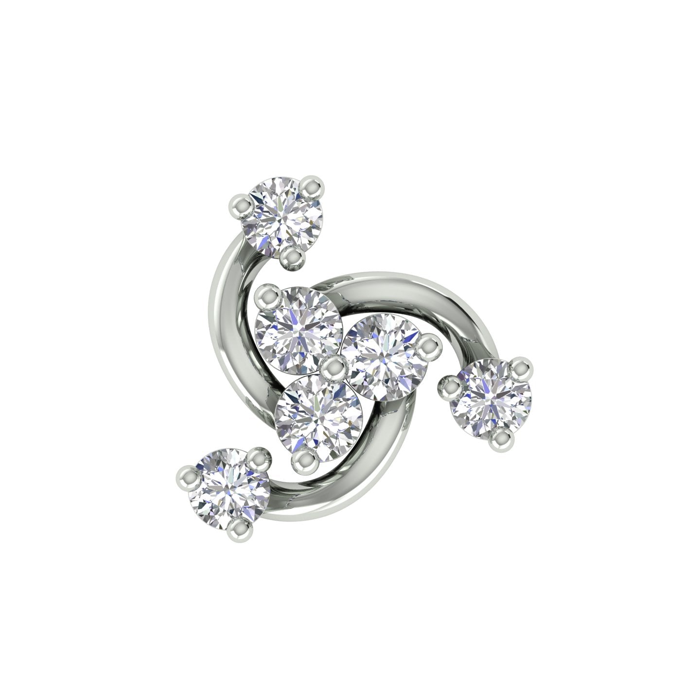 18k White Gold Round Brilliant Cut Sparkling Diamond Nose Pin with Screwback of 0.05 Carat