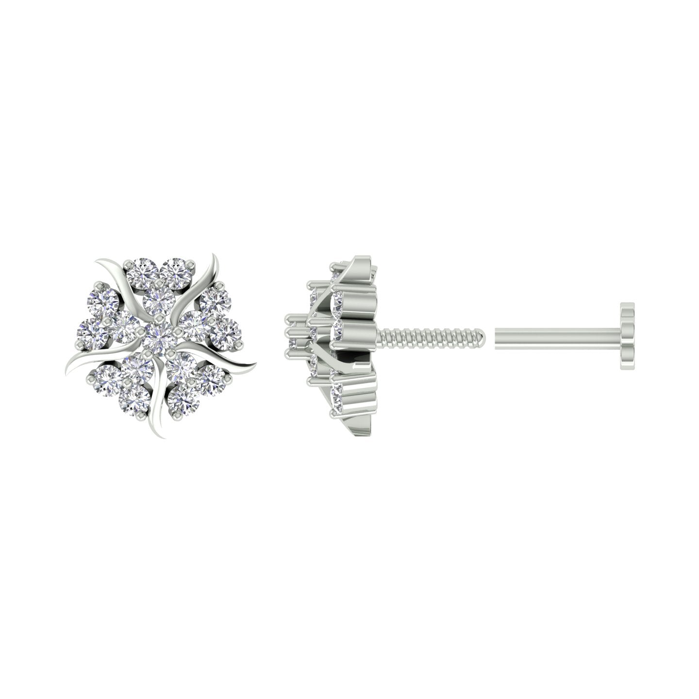 18k White Gold Round Brilliant Cut Eye-catching Diamond Nose Pin with Screwback of 0.09 Carat