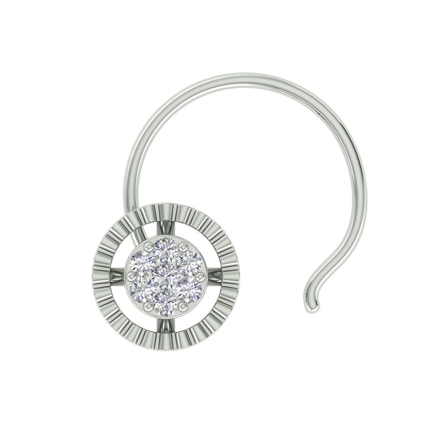 18k White Gold Round Brilliant Cut Graceful Diamond Nose Pin with Wire of 0.02 Carat