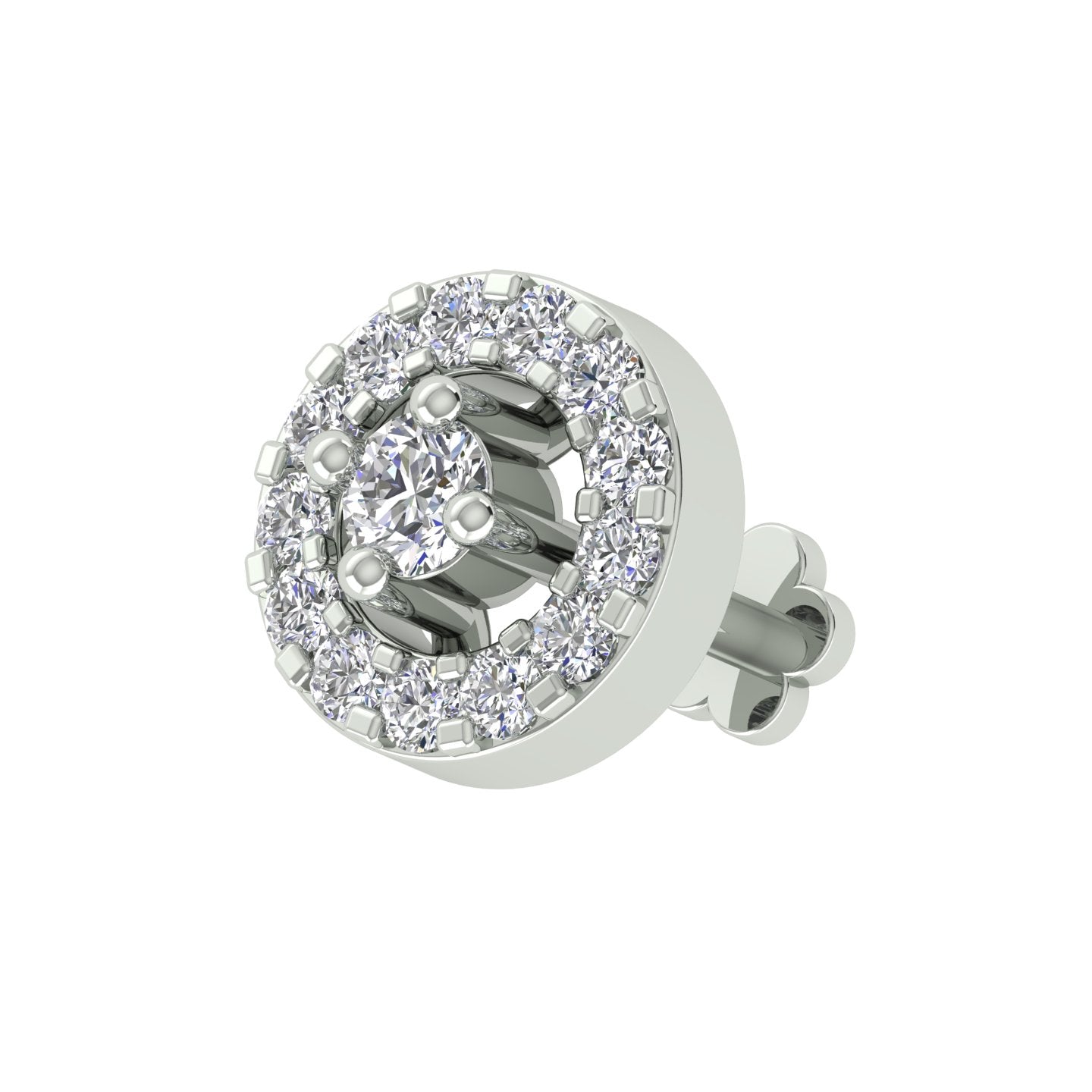 18k White Gold Round Brilliant Cut Captivating Diamond Nose Pin with Screwback of 0.05 Carat