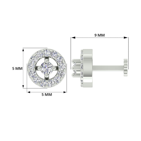 18k White Gold Round Brilliant Cut Captivating Diamond Nose Pin with Screwback of 0.05 Carat