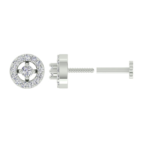 18k White Gold Round Brilliant Cut Captivating Diamond Nose Pin with Screwback of 0.05 Carat