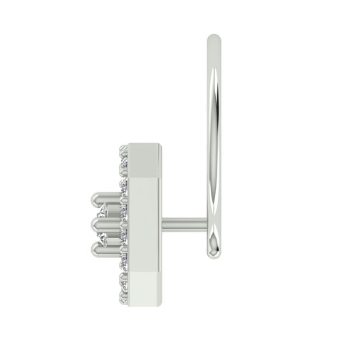 18k White Gold Round Brilliant Cut Abstract Diamond Nose Pin with Wire of 0.06 Carat