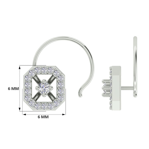 18k White Gold Round Brilliant Cut Abstract Diamond Nose Pin with Wire of 0.06 Carat