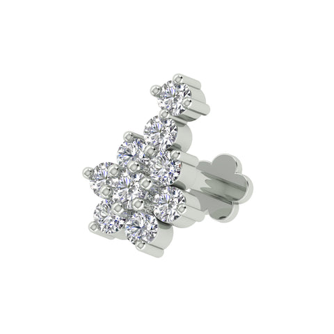 18k White Gold Round Brilliant Cut Elegant Diamond Nose Pin with Screwback of 0.05 Carat