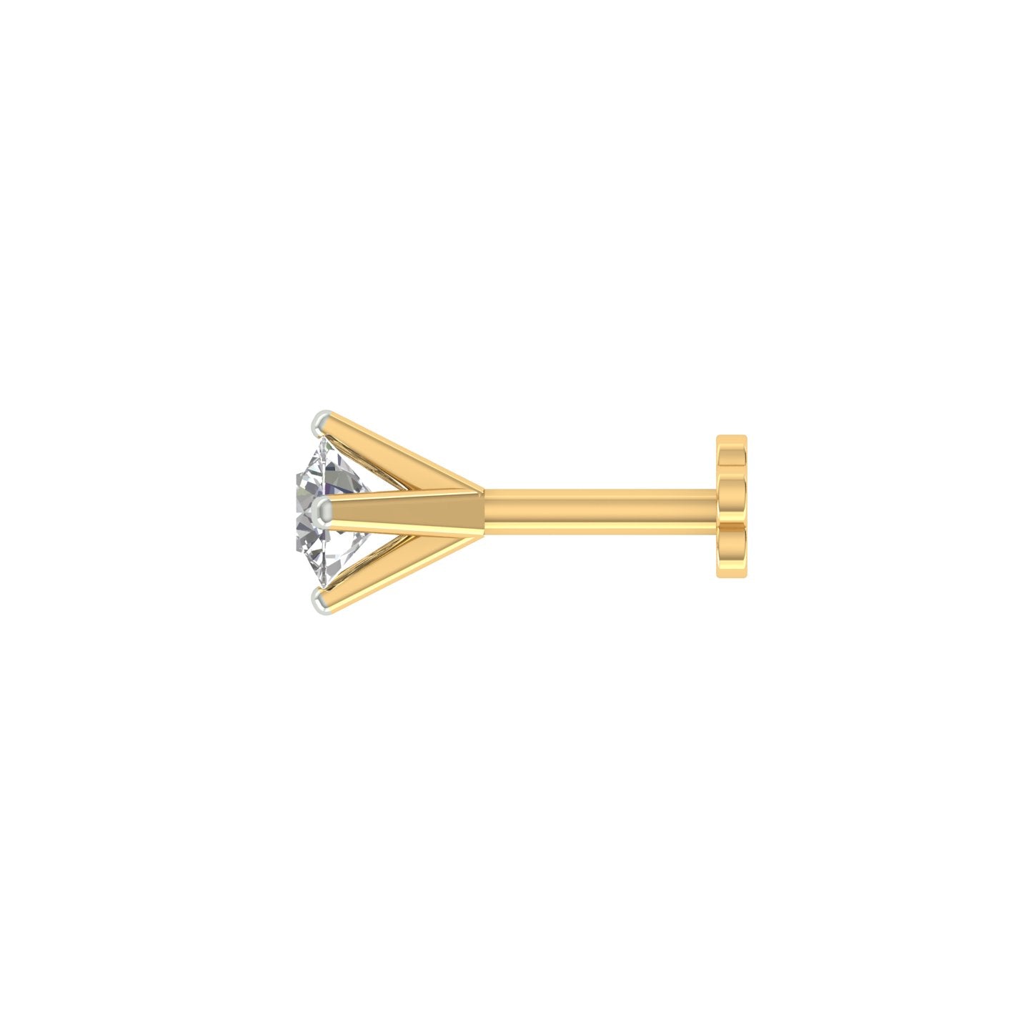 18k Yellow Gold Round Shape Charming Diamond Nose Pin with Screwback of Carat: 0.01