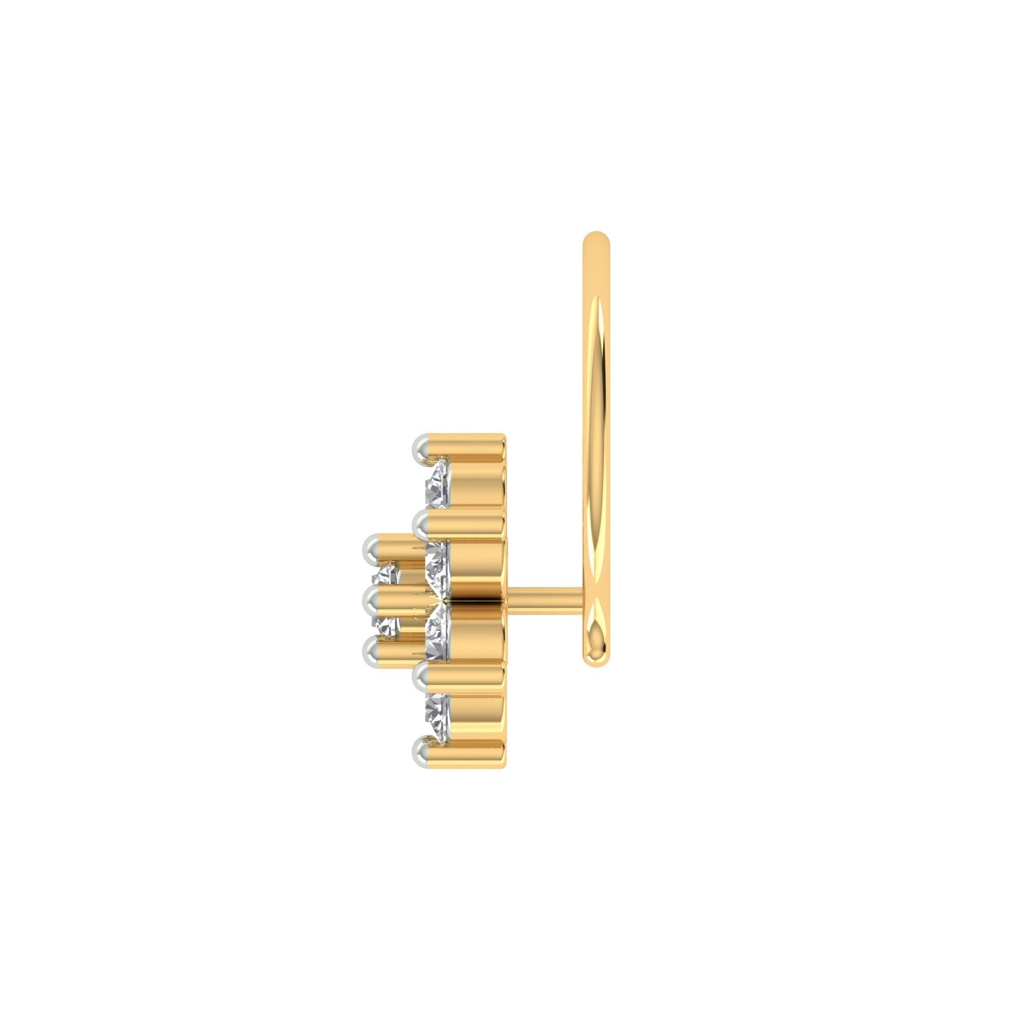 18k Yellow Gold Shape Charming Diamond Nose Pin with Wire of Carat: 0.09