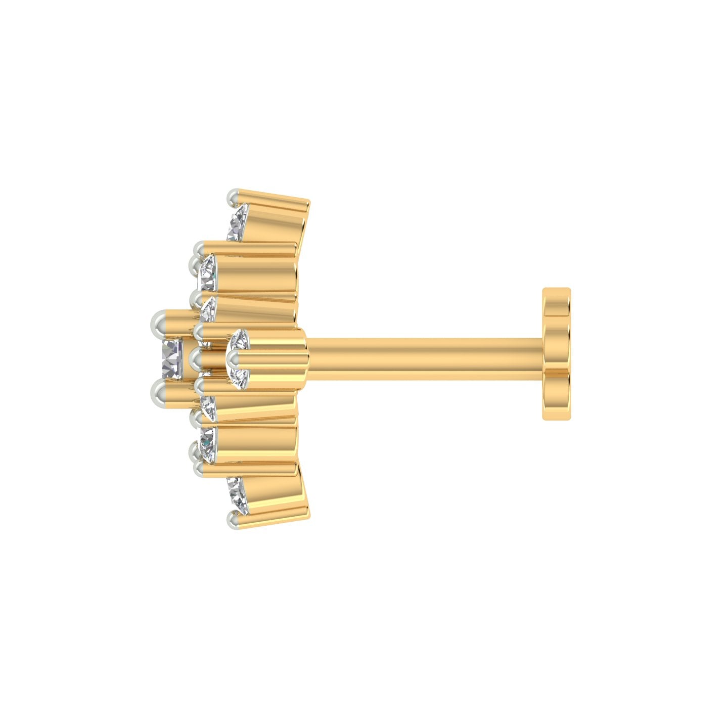 18k Yellow Gold Round Brilliant Cut Petite Diamond Nose Pin with Screwback of 0.07 Carat