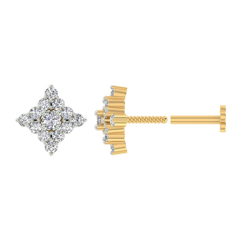 18k Yellow Gold Round Brilliant Cut Petite Diamond Nose Pin with Screwback of 0.07 Carat