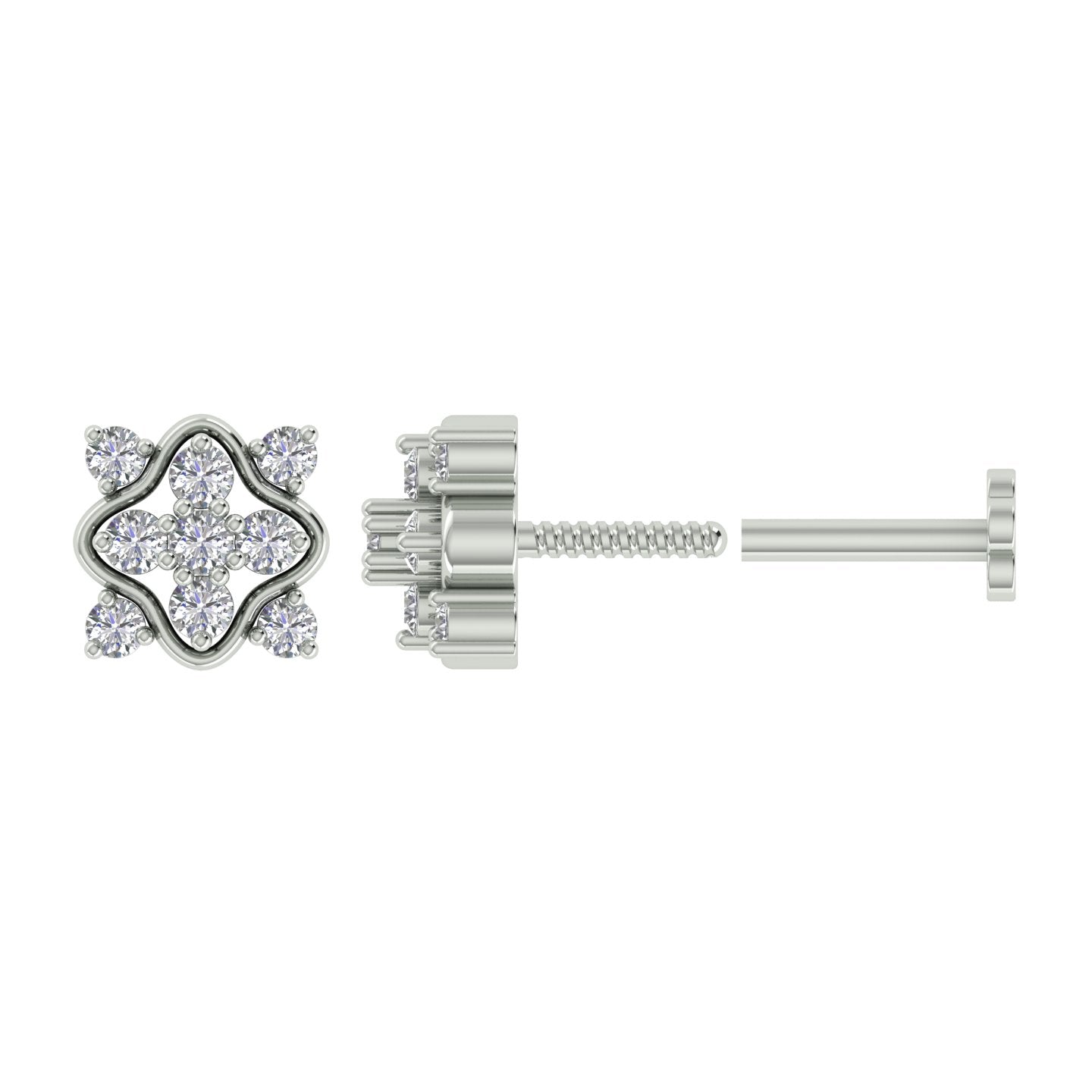 18k Yellow Gold Round Brilliant Cut Luminious Diamond Nose Pin with Screwback of 0.05 Carat