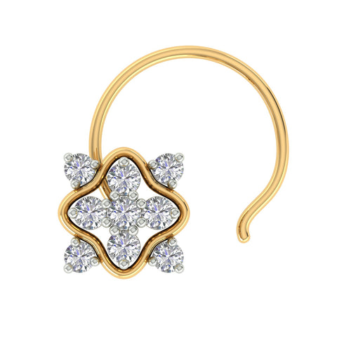 18k Yellow Gold Round Brilliant Cut Unique Diamond Nose Pin with Wire of 0.05 Carat