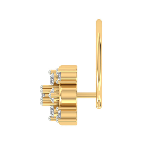 18k Yellow Gold Round Brilliant Cut Unique Diamond Nose Pin with Wire of 0.05 Carat