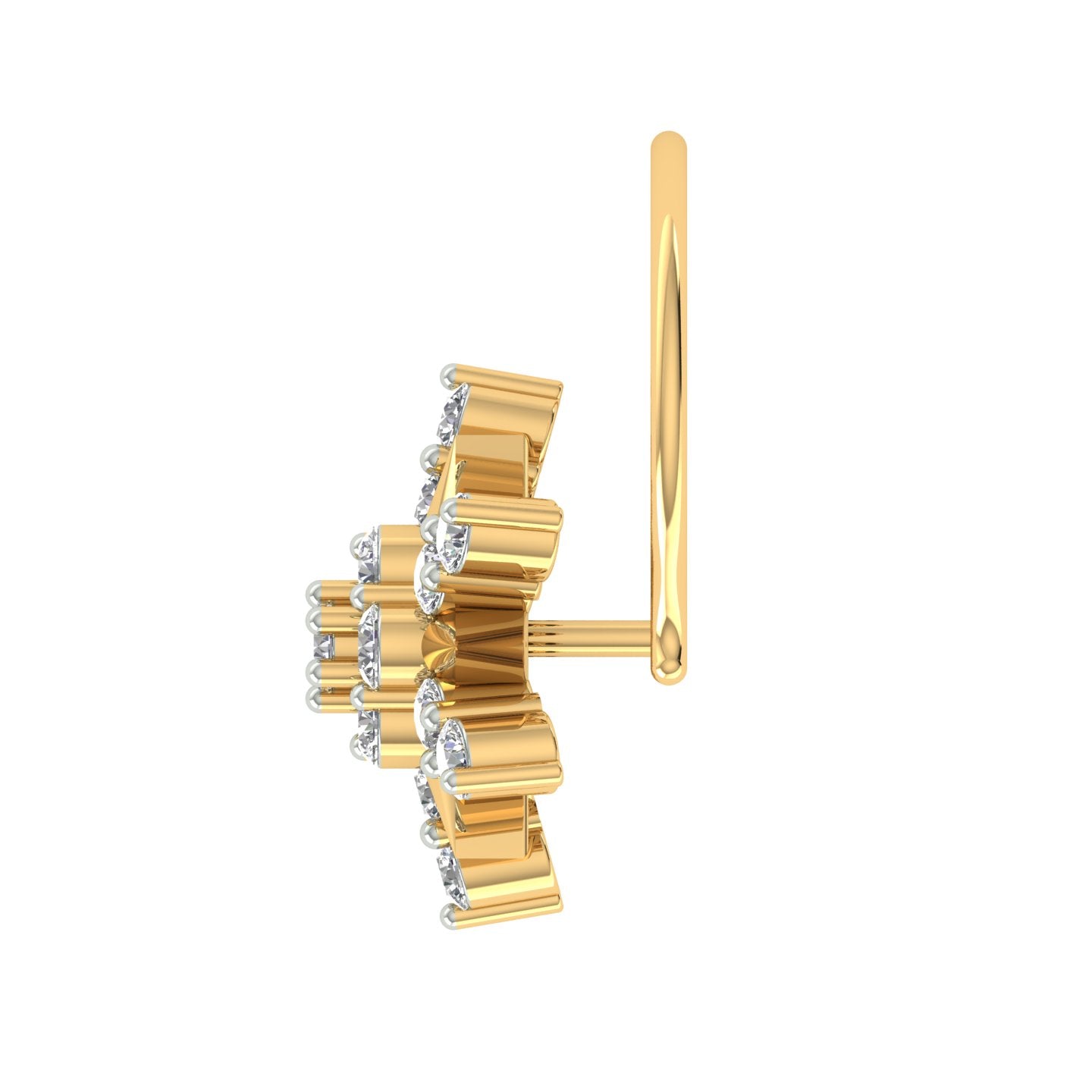 18k Yellow Gold Round Brilliant Cut Abstract Diamond Nose Pin with Wire of 0.06 Carat