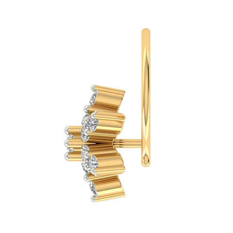 18k Yellow Gold Round Brilliant Cut Statement Diamond Nose Pin with Wire of 0.06 Carat