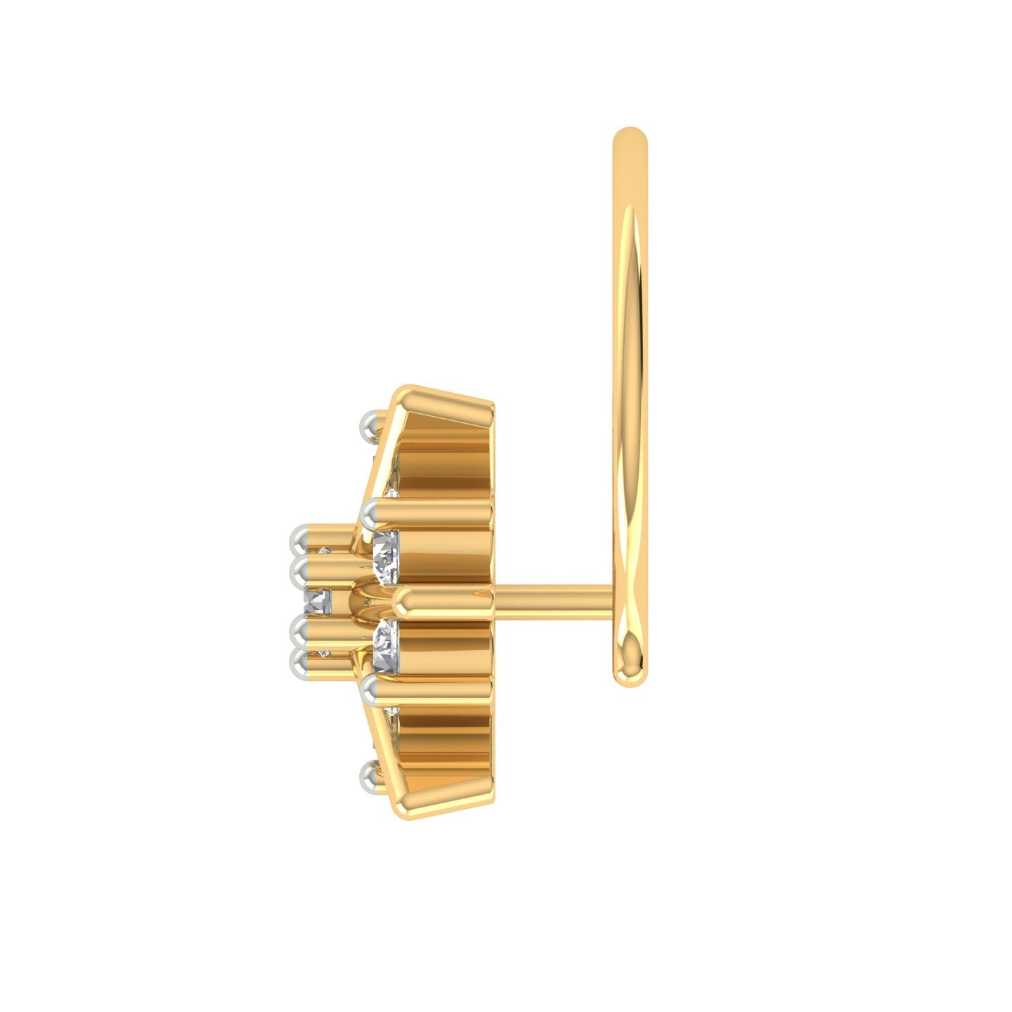 18k Yellow Gold Round Brilliant Cut Sparkling Diamond Nose Pin with Wire of 0.06 Carat