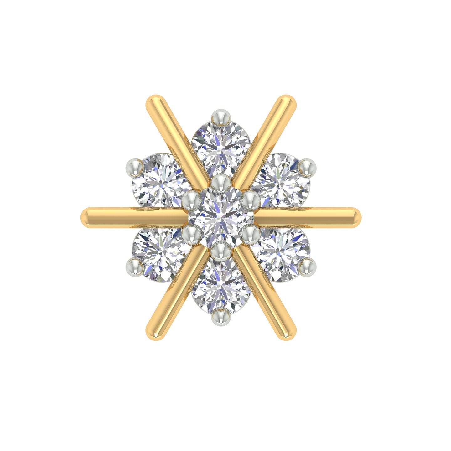 18k Yellow Gold Round Brilliant Cut Luminous Diamond Nose Pin with Screwback of 0.06 Carat