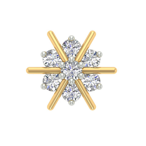 18k Yellow Gold Round Brilliant Cut Luminous Diamond Nose Pin with Screwback of 0.06 Carat