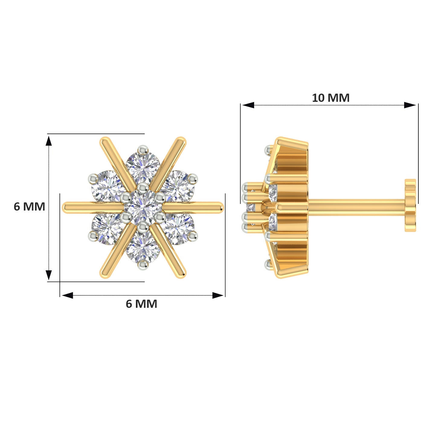 18k Yellow Gold Round Brilliant Cut Luminous Diamond Nose Pin with Screwback of 0.06 Carat