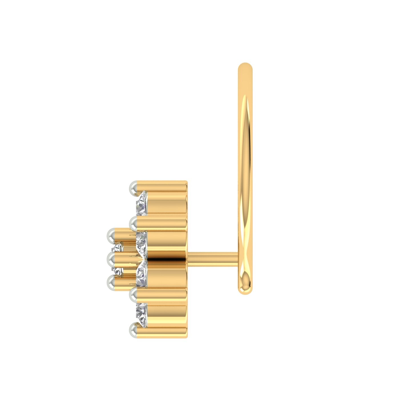 18k Yellow Gold Round Brilliant Cut Stunning Diamond Nose Pin with Wire of 0.06 Carat