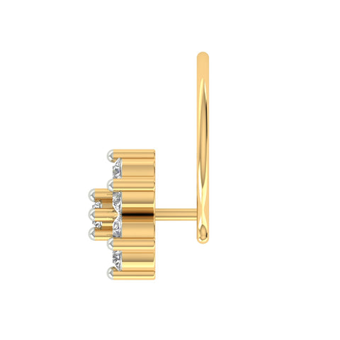 18k Yellow Gold Round Brilliant Cut Stunning Diamond Nose Pin with Wire of 0.06 Carat