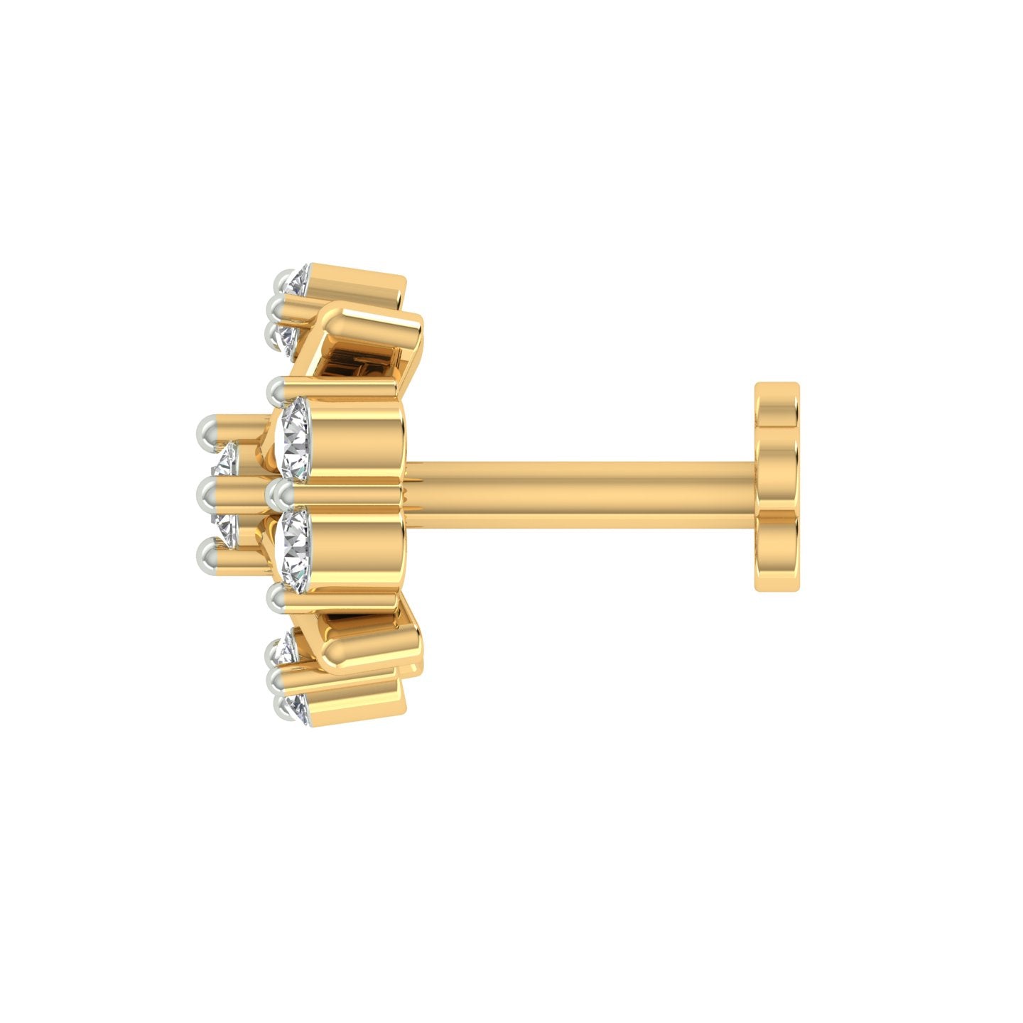 18k Yellow Gold Round Brilliant Cut Delicate Diamond Nose Pin with Screwback of 0.05 Carat