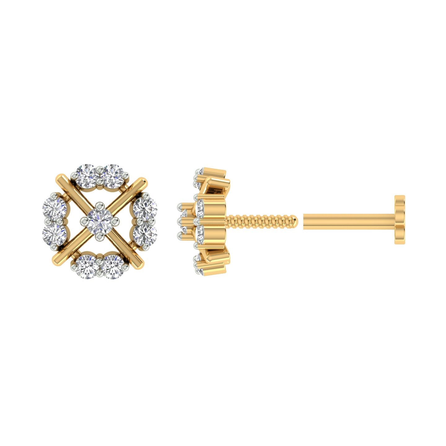 18k Yellow Gold Round Brilliant Cut Delicate Diamond Nose Pin with Screwback of 0.05 Carat