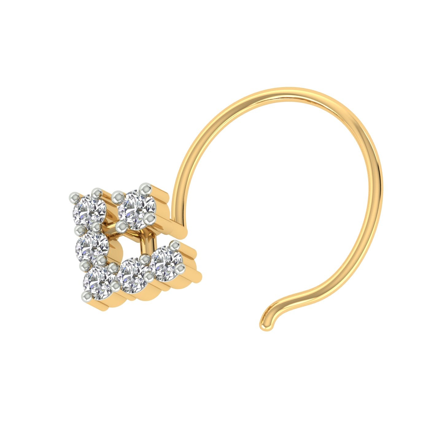 18k Yellow Gold Round Brilliant Cut Eye-catching Diamond Nose Pin with Wire of 0.07 Carat