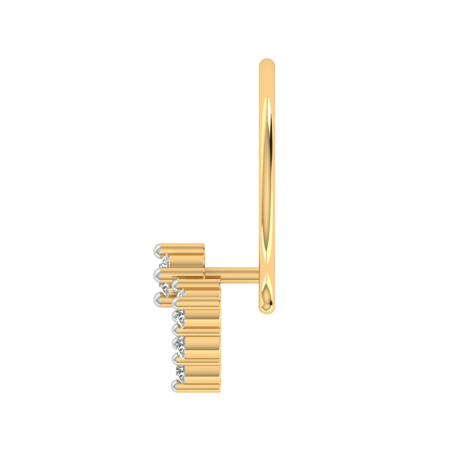 18k Yellow Gold Round Brilliant Cut Eye-catching Diamond Nose Pin with Wire of 0.07 Carat